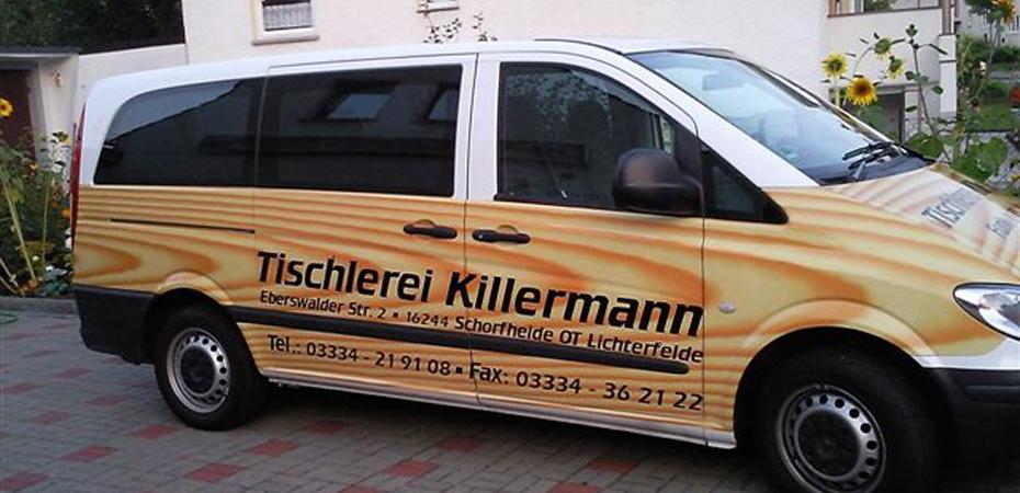 Werbung Vollverklebung Digitaldruck Tischlerei Killermann Mercedes Vito - Glasfolien Uwe Rske